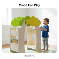 Multi-Functional Design bookcase Cabin Sturdy Construction literacy corner Bench paddinged Seat children's Furniture Anti-Tip Safety Feature for Toddlers, Educators, Parents, Early Education Center, Kindergarten, Playroom, Library