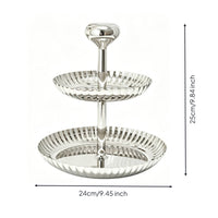 Two-Tier Fruit Tray Silver Tiered Fruit Bowl Polished for Dining Table