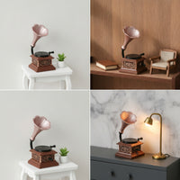1:12 Scale Miniature Gramophone with Sound Amplifier Decorative Miniature Gramophone Nostalgic Phonograph Model Antique for Hobbyists