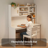 Student Desk with Shelves Small Space Solution Computer Desk with Bookshelf Sturdy Construction Study Table for Students, Teens, Bedroom