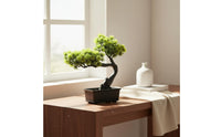 Fake Conifer Bonsai Low Maintenance Fake Conifer Tree Plant Realistic Japanese Decorative Style for Shelf