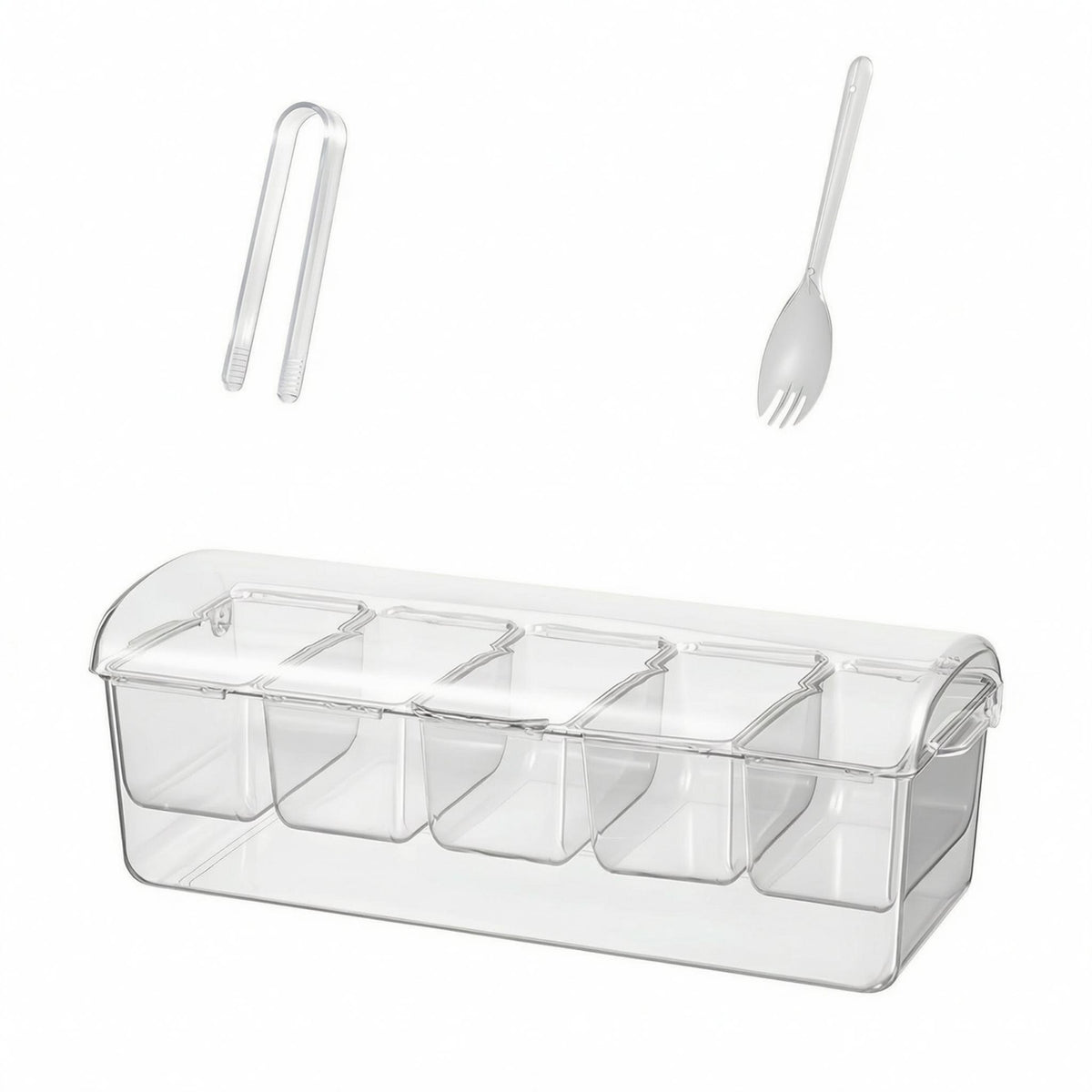Extended Clear 5-Compartment Salad Box Compact Transparent Hinged Lunch Box