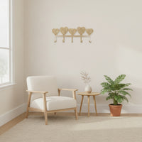 Decorative Hook Rack with Heart Shapes Space-Saving for Entryway, Bedroom
