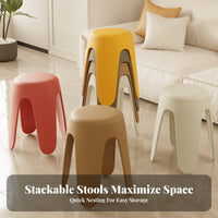 Modern Minimalist Design M-Shaped Leg Stool Stackable Design Household Furniture Thickened & Sturdy Low Seat Waterproof Surface for Adults, Homeowners, Students, Dining Room, Bedroom, Entryway