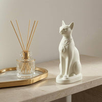 Upright Seated Egyptian Cat Desk Decor Carved Details Resin Cat Figurine Tabletop Desk Decoration Small for Desktop, Entryway