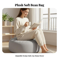 Soft & Comfortable Round Pouf Ottoman Lightweight & Portable Beanbag Chair Versatile Use Floor Seating High Resilience for Students, Parents, Balcony, Small Areas, Living Room, Lounge Area