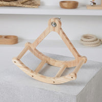 Classic Mirror Pirate Revolving Toy and Bird Swing, Wooden Parrot Enrichment Activity Stand, Pirate Ship Toy Bird Stand for Parakeets and Cockatiels