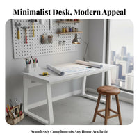 Minimalist Design Simple Home Workstation Space-Saving Rectangular Desk with Metal Legs Multi-Purpose Computer Table Easy Assembly for Teenagers, Remote Workers, Apartment Dwellers, Bedroom