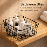 Laundry Basket with Handle for Bathroom Storage and Kitchen Organization, Wire Mesh Design for Shelves with Ventilation