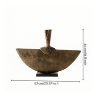 Half-Moon Fan Sculpture Modern Sculpture with Rectangular Base Minimalist Sculptural Decorative Piece for Interior Stylists, Art Collectors, Office