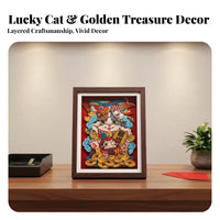 Dimensional Fortunate Cat Frame Good Luck Attraction Beckoning Cat Decoration Maneki-Neko Paper Art Great Gift Notion House