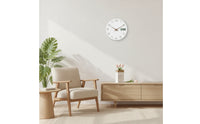 12 Inch Wall Clock with LCD Display 30 Cm Wall Clock with Temperature Display Linen-Textured Silent for Apartments