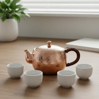 500 Ml Handmade Pure Copper Tea Pot Smooth Pouring Spout Traditional Tea Ceremony Pot Heat-Resistant Handle Hammered Copper Teapot for Home