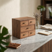 5-Drawer Desktop Cabinet Rectangular Vintage Desk Storage Cabinet Rustic