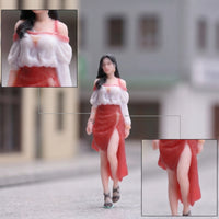 Color-Printed Miniature Girl Figurine Painted Character Model Mini Female Figure for Tabletop Layouts