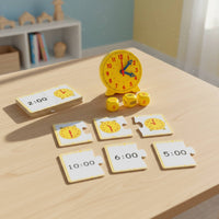 Teaching Clock with Cards Bright Instructional Timepiece with Flashcards Hands-Time-Telling Toy for Preschoolers