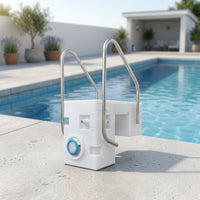 Compact Pool Filtration Unit with Handrails Integrated Wall-Mounted Pool Filter Small Efficient for Swimming Pools