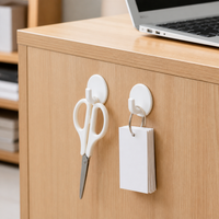 White Wall Hooks, Removable Sticky Utility Hooks, 6 Pack Towel Hook for Kitchens & Bathrooms, No Tools for Renters