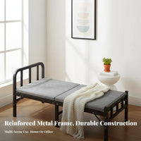 Space-Saving Single Folding Bed Installation-Effortless Single Foldable Bed Easy Assembly Portable Cot Rounded Corners for Caregivers, Office Workers, Small Areas, Guest Room, Hospital, Bedroom
