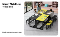 Double Layer Classroom Desk Sturdy Design Children's Art and Craft Table Rounded Corners Kids Table and Chair Set for Students, Playroom, Home