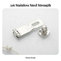 316 Stainless Steel Safety Hasp Saltwater Grade Hasp Latch Security Hardware Rustproof Mirror Polished Finish