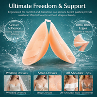Strapless Backless Invisible Bra for Wedding Dress and Reusable Push Up Silicone with Double Thickness for Enhanced Lift
