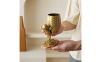Decorative Brass Figurine with Basket Polished Brass Tabletop Ornament Small Sculpture Artisanal for Collectors, Art Lovers, Shelf, Desk, Tea Table