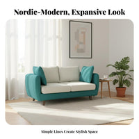 Nordic design 2-Seater Fabric Loveseat Minimalist Aesthetic Fabric Loveseat Space-Saving Small Couch Comfortable for Apartment Dwellers, Young Adults, Students, Bedroom, Dorm