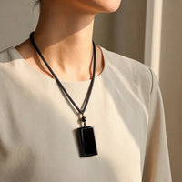 Pendant Necklace with Braided Cord Polished Pendant with Braided Cord Understated Jewelry for Unisex