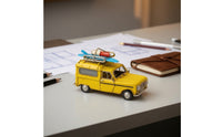 Model Van with Surfboards Diminutive Retro Metal Van Model Nostalgic Ornament for Tabletop