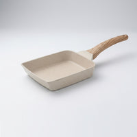 Frying Pan for Induction Hob and Omelette Pan, Aluminum Pancake Pan with Wood-Look Handle, Small Steak Pan for Fried Egg, Breakfast Pan Induction