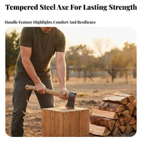 Hardened Blade Splitting Axe Hardwood Handle Firewood Axe Blade Outdoor Tool Long-Lasting Construction for Woodworkers, Homeowners, Gardeners