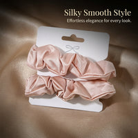 Scrunchies for Women Silk Ties, High Elastic Ponytail Holders for Girls, Large Scrunchie Set for Bun Hairstyle, 2 Pack
