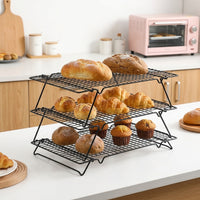 Foldable Cooling Rack for Cakes, Lattice Pattern Cooling Rack, Nonstick Heavy Duty Cookie Cooling Rack for Baking, Matte Black Rust Resistant