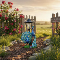 Resin Peacock Statue Lamp Weather Resistant Peacock Solar Light Waterproof Outdoor Decoration for Patio, Pathway