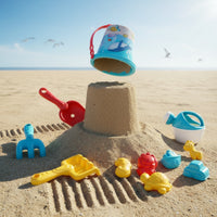 20 Pieces Smooth-Edged Beach Sand Toy Set Colorful Beach Pail with Molds Portable Sand Castle Building Kit Creative for Children