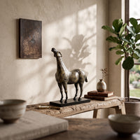 Standing Horse Figurine Sturdy Horse Statue on a Base