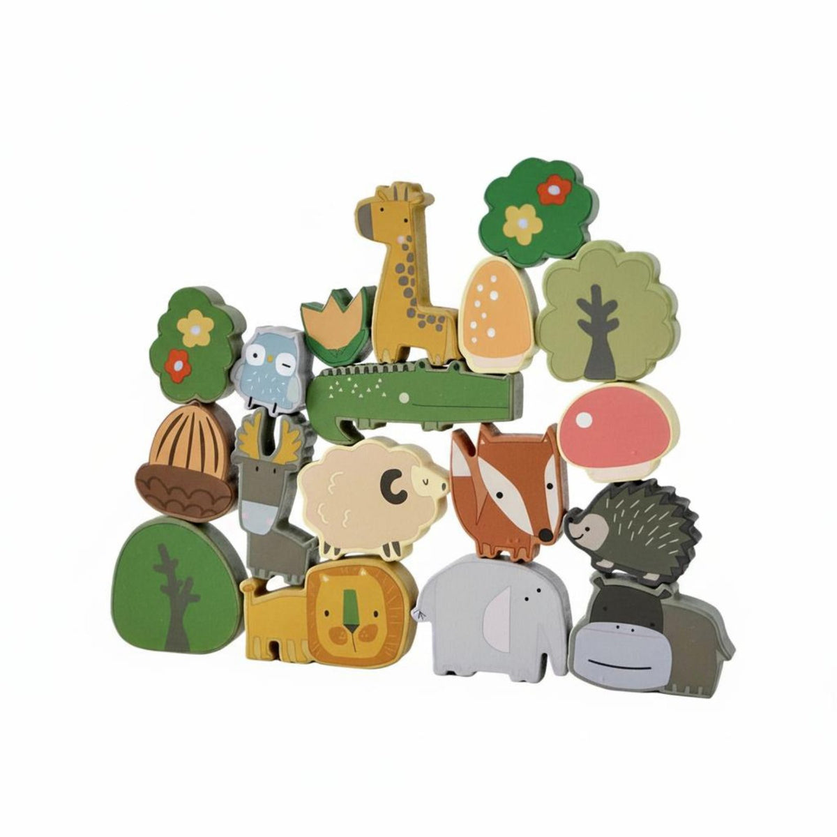 Cute Cartoon Design Wooden Stacking Food Game Polished Rounded Edges Food Balance Toy for Toddlers