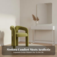 Modern Minimalist & aesthetic Upholstered Makeup Seat Elegant golden-Finish Legs Vanity Stool Ergonomic Curved rear characteristic Chair luxuriously soft padding for Women, Bedroom, dressing area, professional glamour studio, perusing Corner