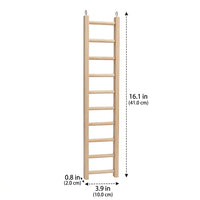 Wood Avian Perches for Cage with Ledge, Budgie Toys for Cockatiel Climbing, Hanging Ladder with Metal Hook for Small Avian Species