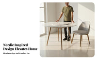 Light Luxury Round Marble Dining Table Set Nordic Design Turntable Dining Table Set Easy to Clean Household Furniture for Restaurant Owners, Families, Homeowners, Hotel, Home, Living Room