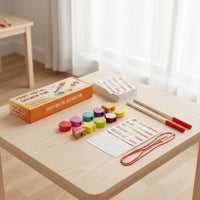 Threading Toy with Pattern Cards Fruit-Themed Lacing Toy with Cards Educational Wooden Threading Beads for Kids, Early Learning