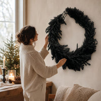 Christmas and Halloween Garland Decorations - White Christmas Pine Garland and Black Halloween Garland