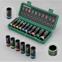 Impact Socket Set Color-Coded Socket Set with Case Tool Metric Organized for Mechanics, Auto Repair, Garage