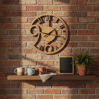 Battery Operated Hollow Wooden Clock Easy to Hang Silent Non-Ticking Clock Lightweight Vintage Design Timepiece for Living Room, Home Decor, Bedroom, Office