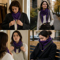 Knitted Striped Color Block Magnetic Buckle Triangle Scarf Shawl for Autumn/Winter