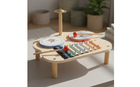 Child-Centered Inspired Wooden Music Station Early Education Xylophone Drum Cymbal Toy Natural Wood Toddler Music Station Educational for Toddlers, Preschoolers