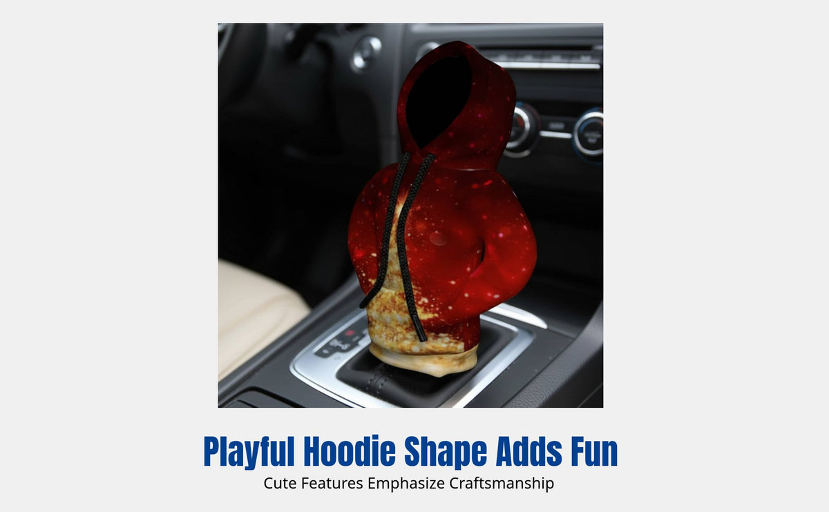 Christmas Gear Shift Cover, Car Gear Knob Hoodie, Festive Print, Polyester, Decorative Sleeve