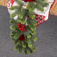Red Pom Pom Rattan Christmas Wreath for Door or Fireplace