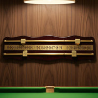 Wood-Finish Billiards Scoring Board Gold-Colored Cue Sports Score Board Decorative Billiard Score Keeper Sliding Markers for Pool Hall